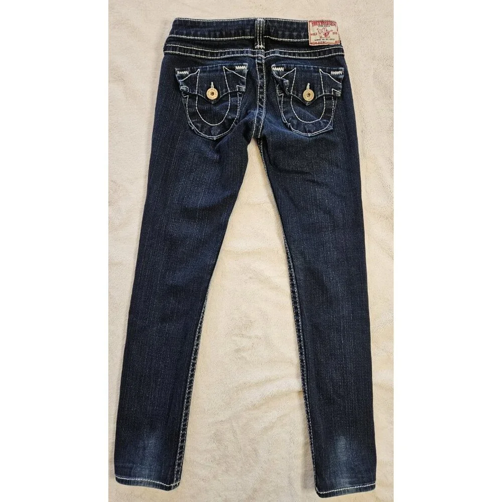 True Religion Julie Big T Women Skinny Stretch Dark Wash Jeans Size 25 USA - Picture 10 of 12